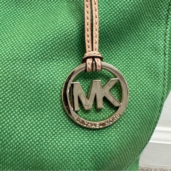 Michael Kors Green Canvas Tote Bag with Leather Straps - Picture 2 of 11